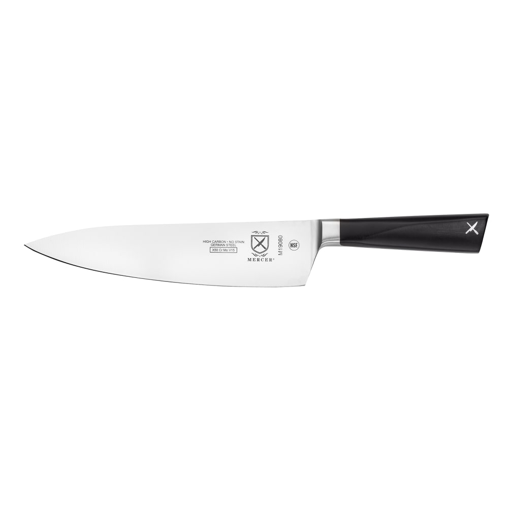 Mercer Culinary M19080 8" Chef's Knife w/ Black Ergonomic POM Handle, High-Carbon German Steel