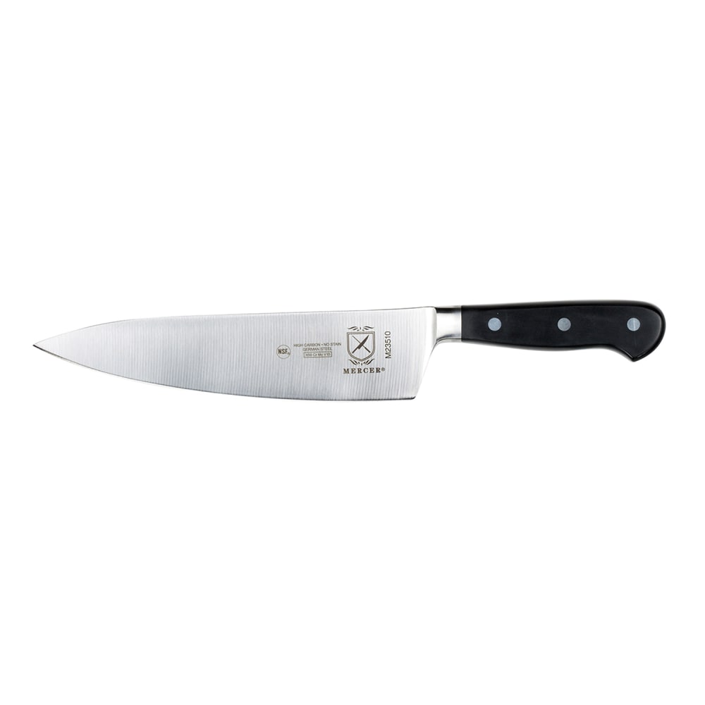 Mercer Culinary M23510 8" Chef's Knife w/ Black Ergonomic Delrin® Handle, High-Carbon German Steel