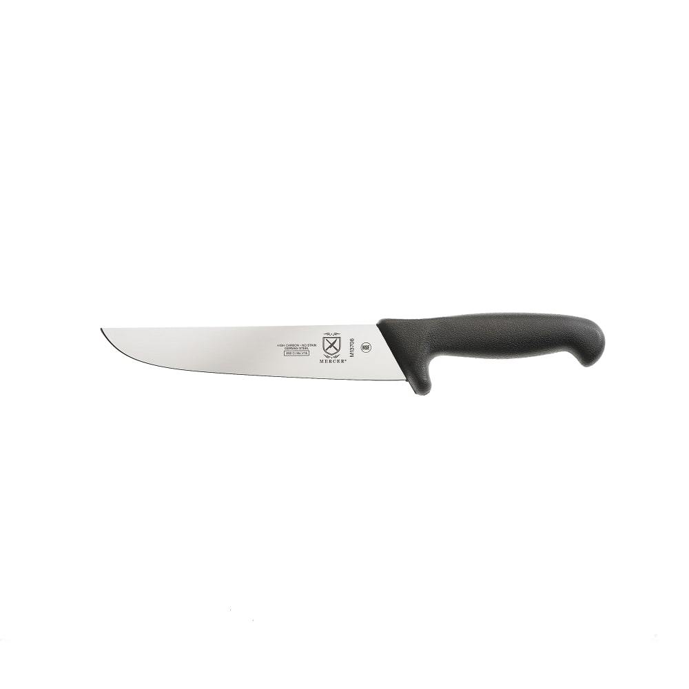 Mercer Culinary M13706 8 1/4" European Butcher Knife w/ Black Textured Glass-Reinforced Nylon Handle, Ice Hardened High-Car