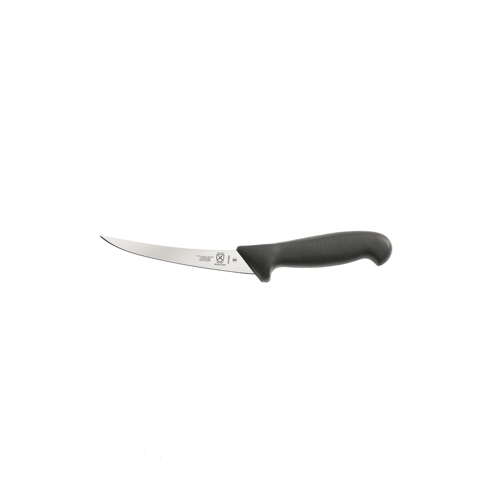 Mercer Culinary M13704 5 9/10" Semi-Flexible Curved Boning Knife w/ Black Textured Nylon Handle, High-Carbon German Steel