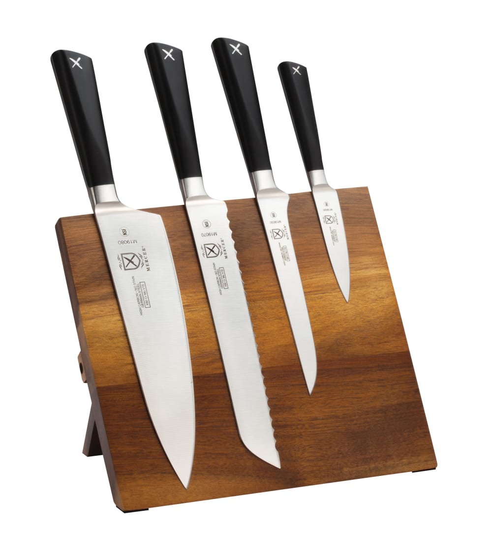 Mercer Culinary M21990AC 5 Piece Knife Set w/ Acacia Magnetic Board