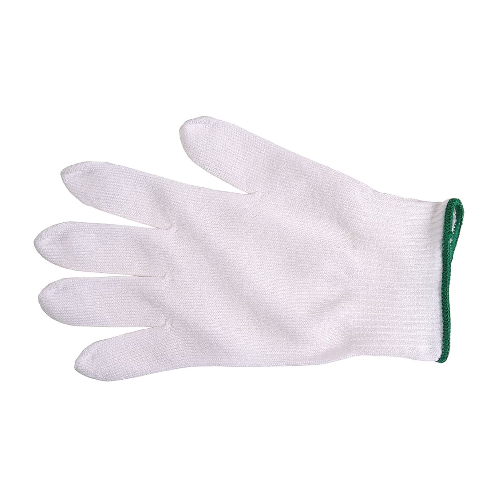 Mercer Culinary M33411M Medium Cut Resistant Glove - Polyethylene Reinforced Knit, White w/ Green Cuff