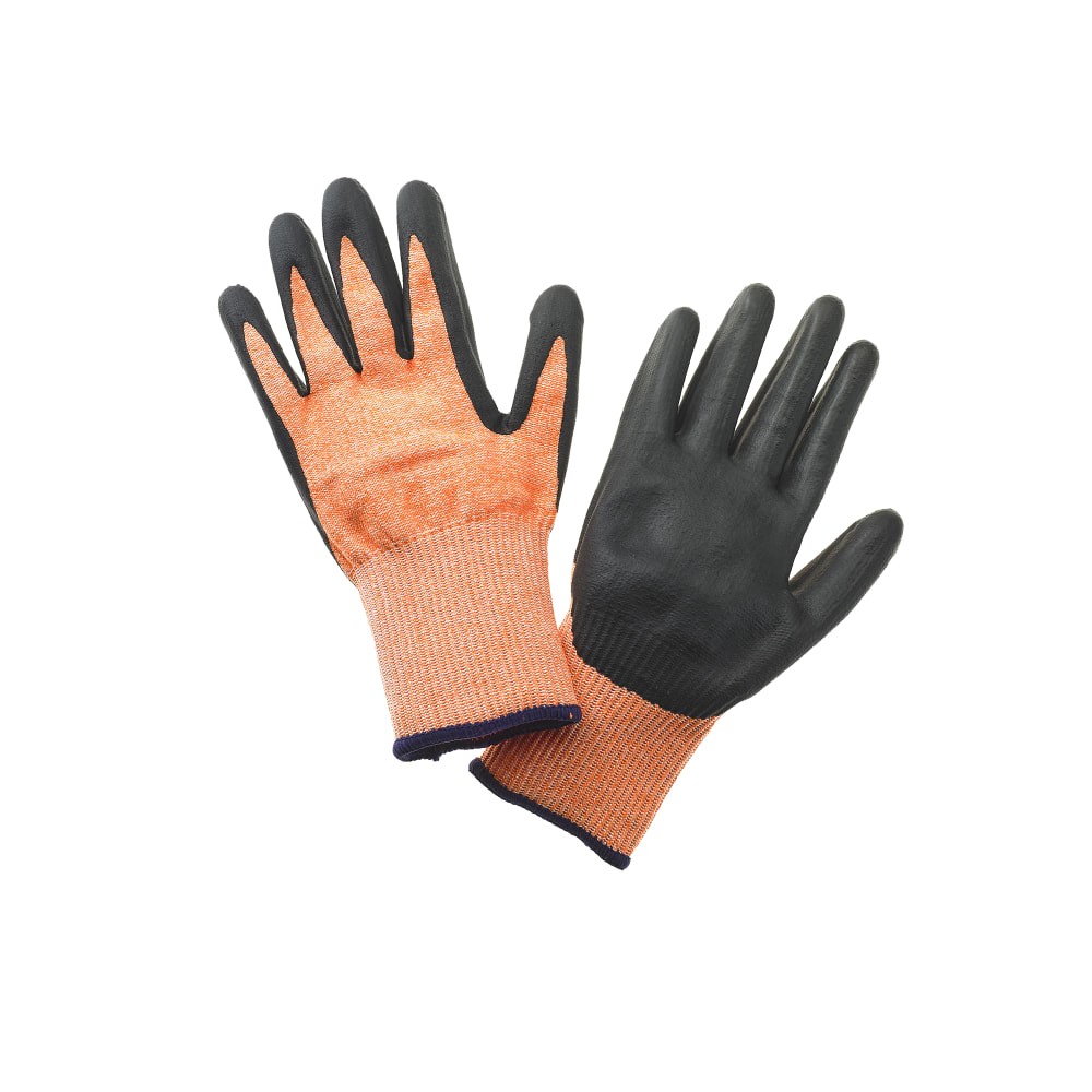 Mercer Culinary M33425XS Food Processing Gloves HPPE Reinforced - Extra Small, Orange w/ Purple Cuff
