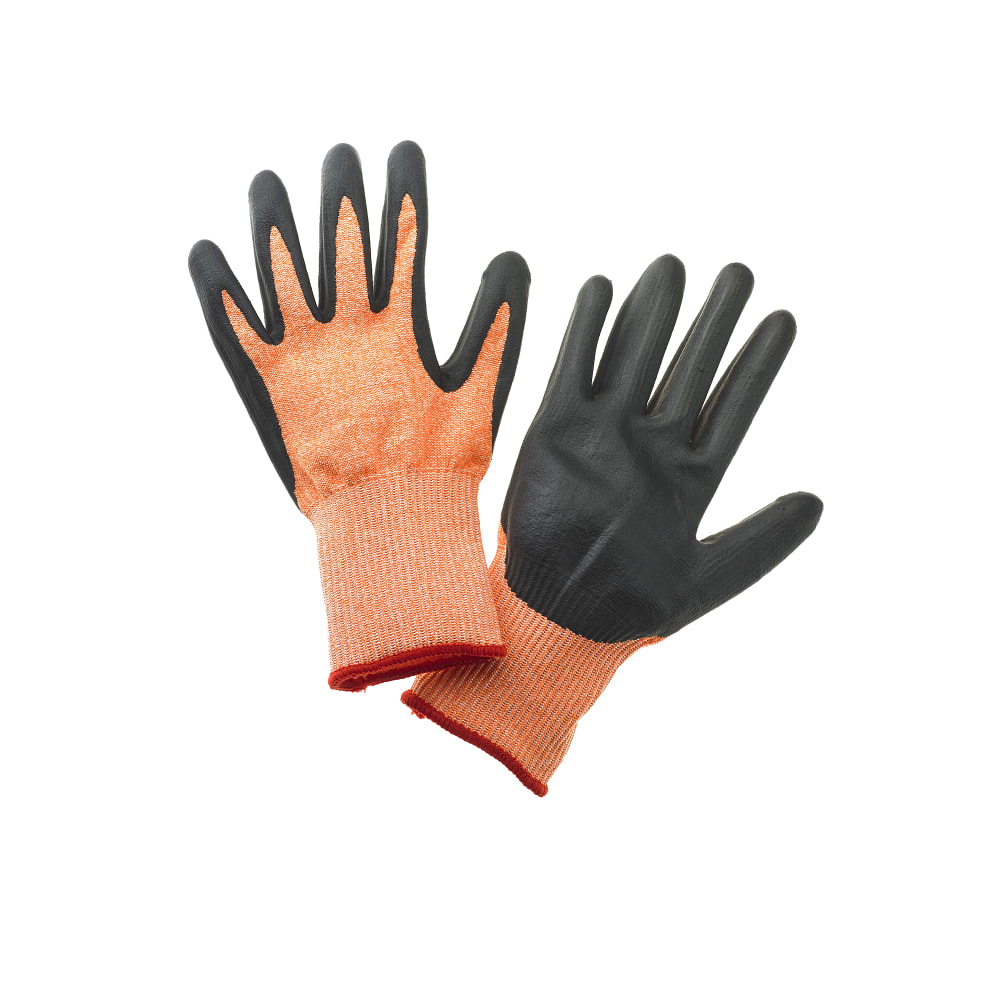 Mercer Culinary M33425S Food Processing Gloves HPPE Reinforced - Small, Orange w/ Red Cuff