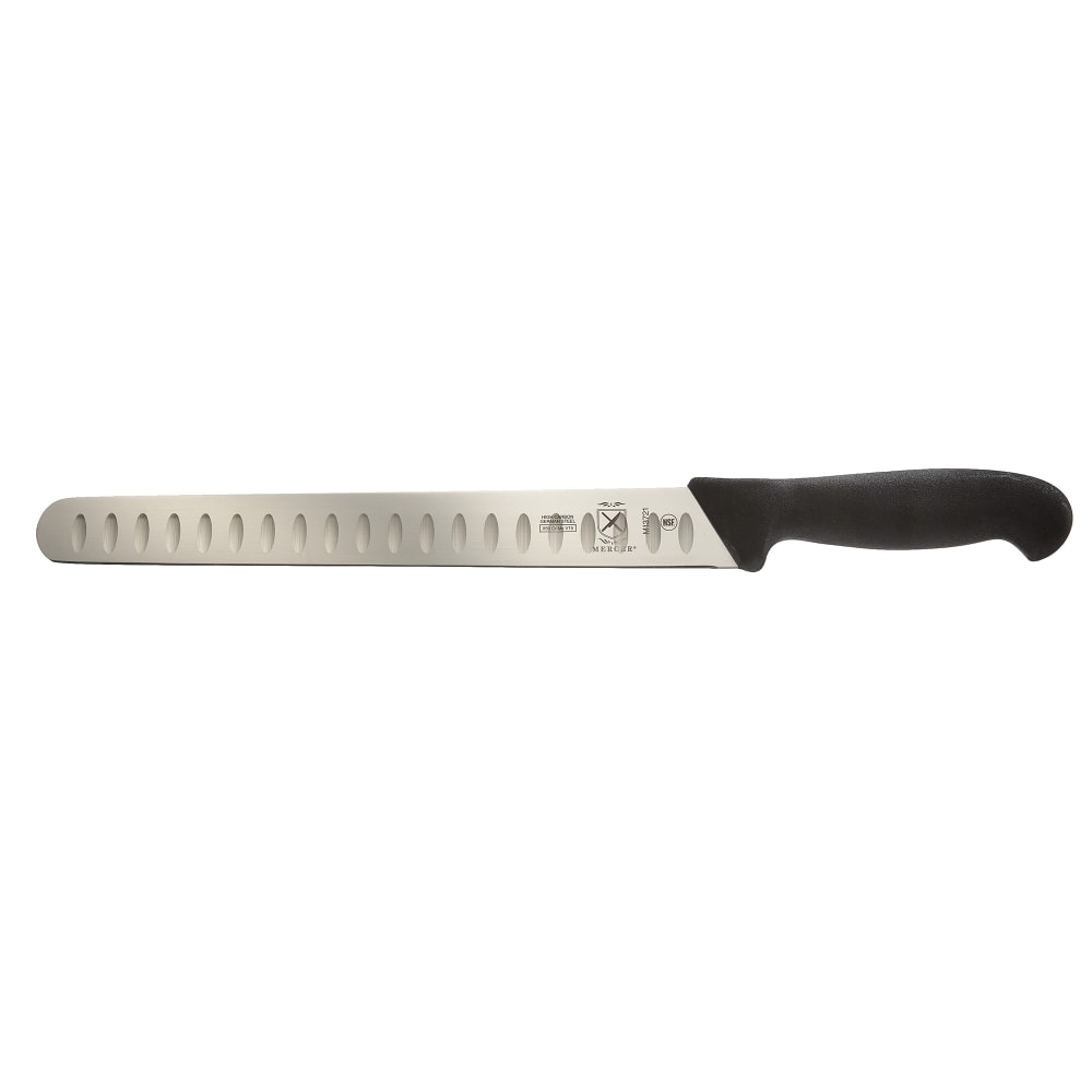 Mercer Culinary M13721 11" Granton Slicer Knife w/ Black Textured Nylon Handle, Ice Hardened High-Carbon German Steel