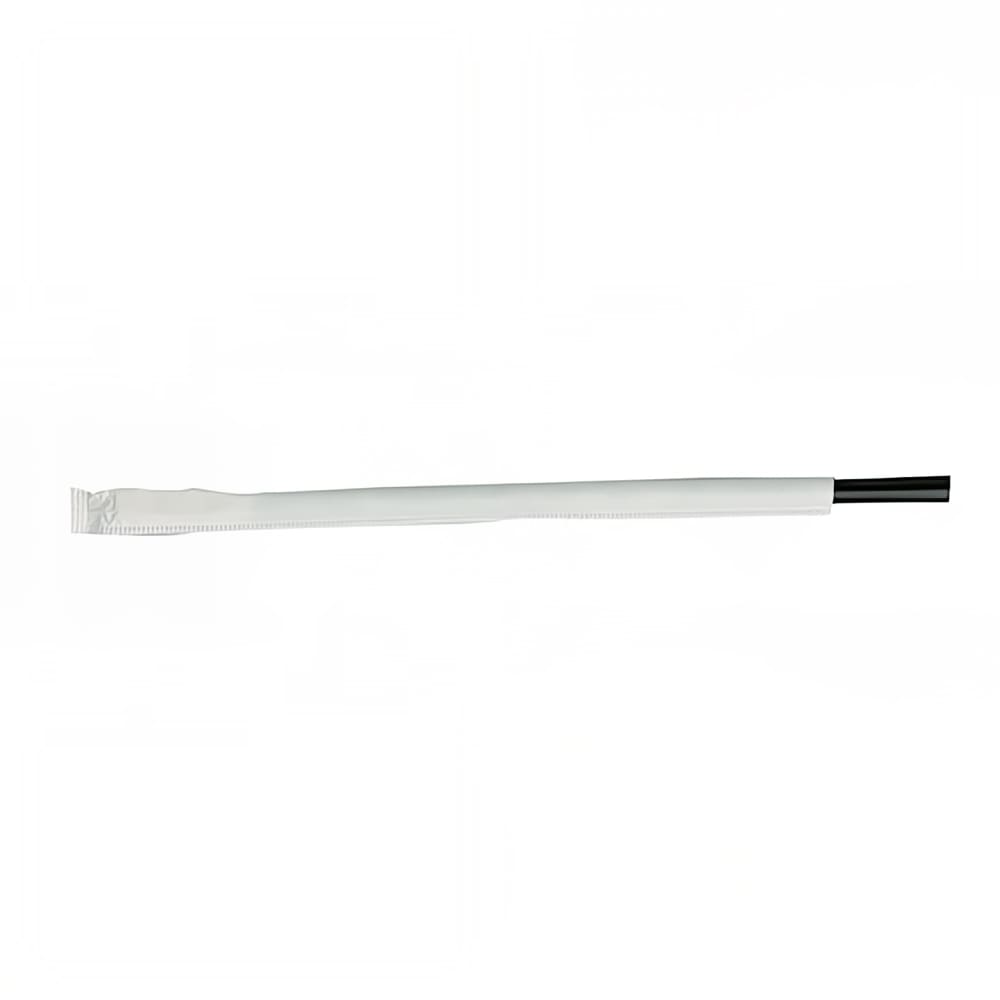 389-572775 7 3/4" Wrapped Jumbo Straws - Polypropylene, Black