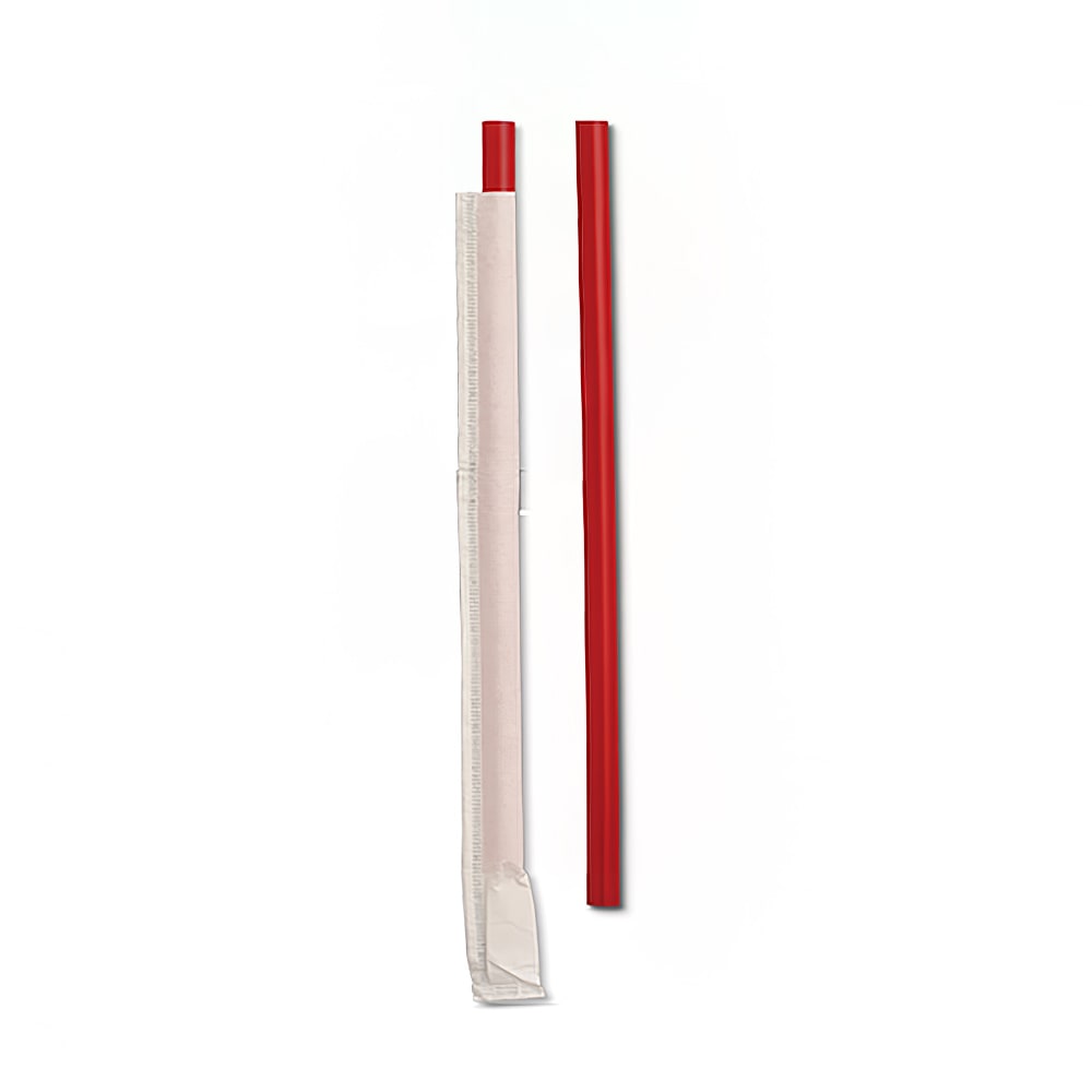 389-605154 7 3/4" Wrapped Giant Straws - Polypropylene, Red