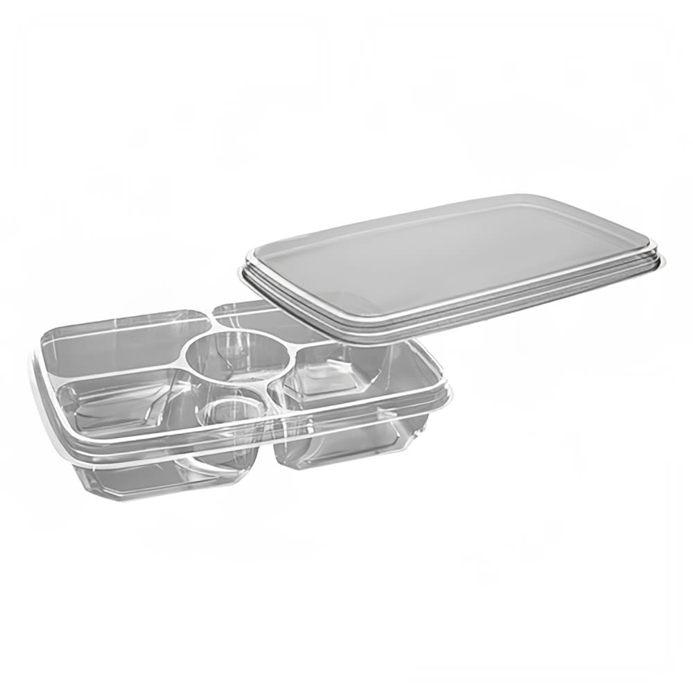 389-600004 Deli Tray w/ Lid - 11" x 7", PET, Clear