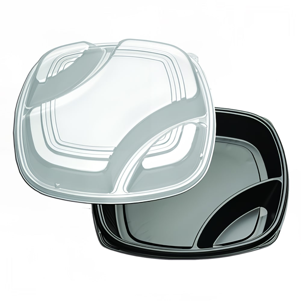 389-627029 16" Catering Tray w/ Lid - Polystyrene, Black