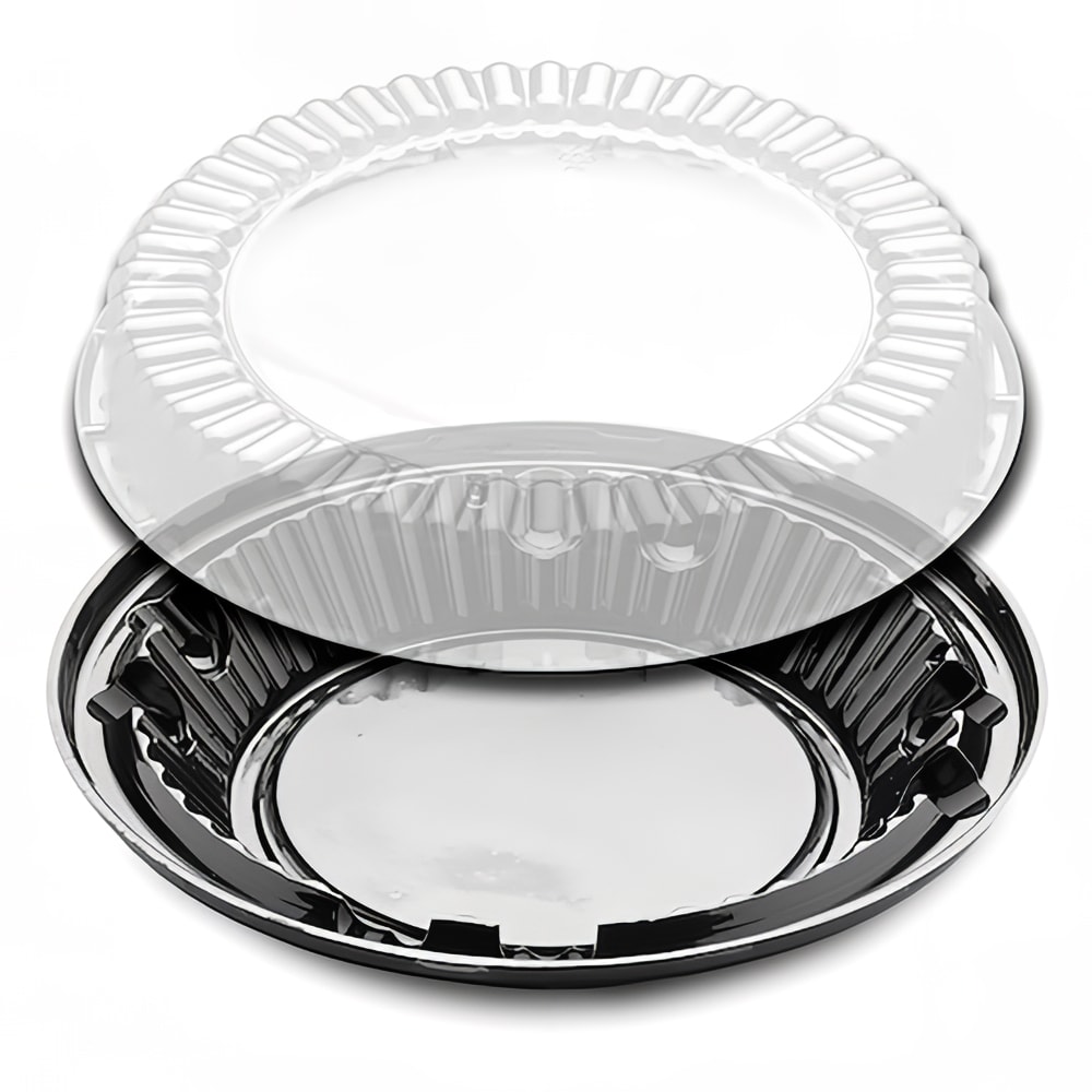 389-655194 10" Pie Container w/ Lid - Polystyrene, Black