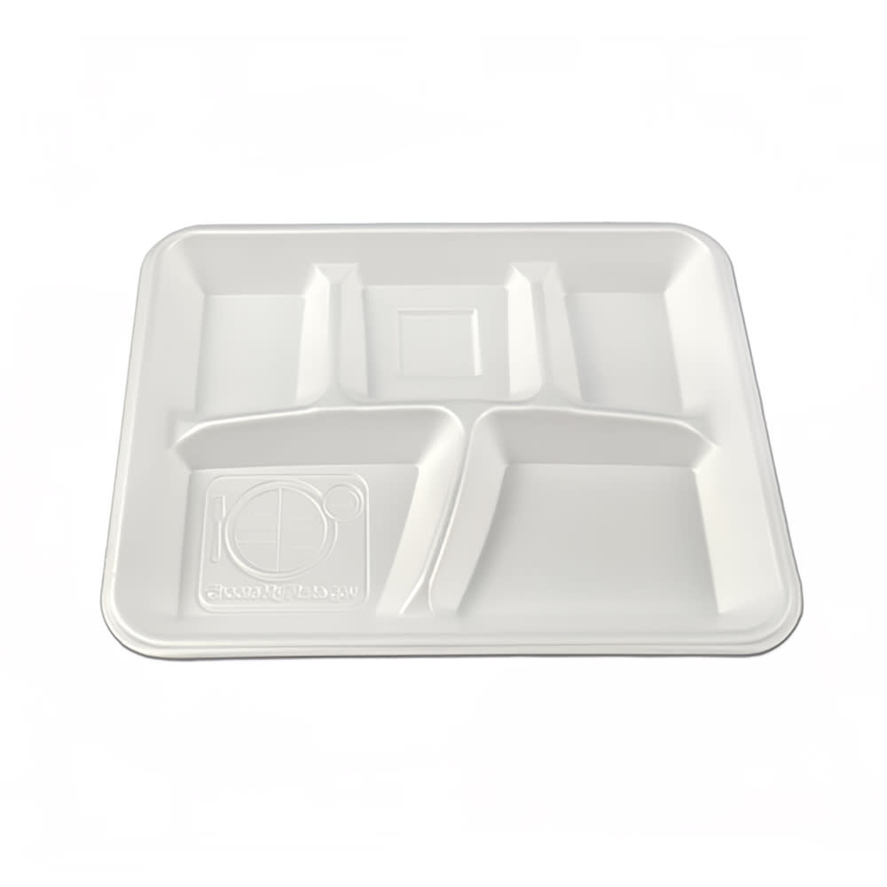 389-676344 Rectangular Foam Cafeteria Tray w/ (5) Compartments - 10 2/5" x 8 3/10"