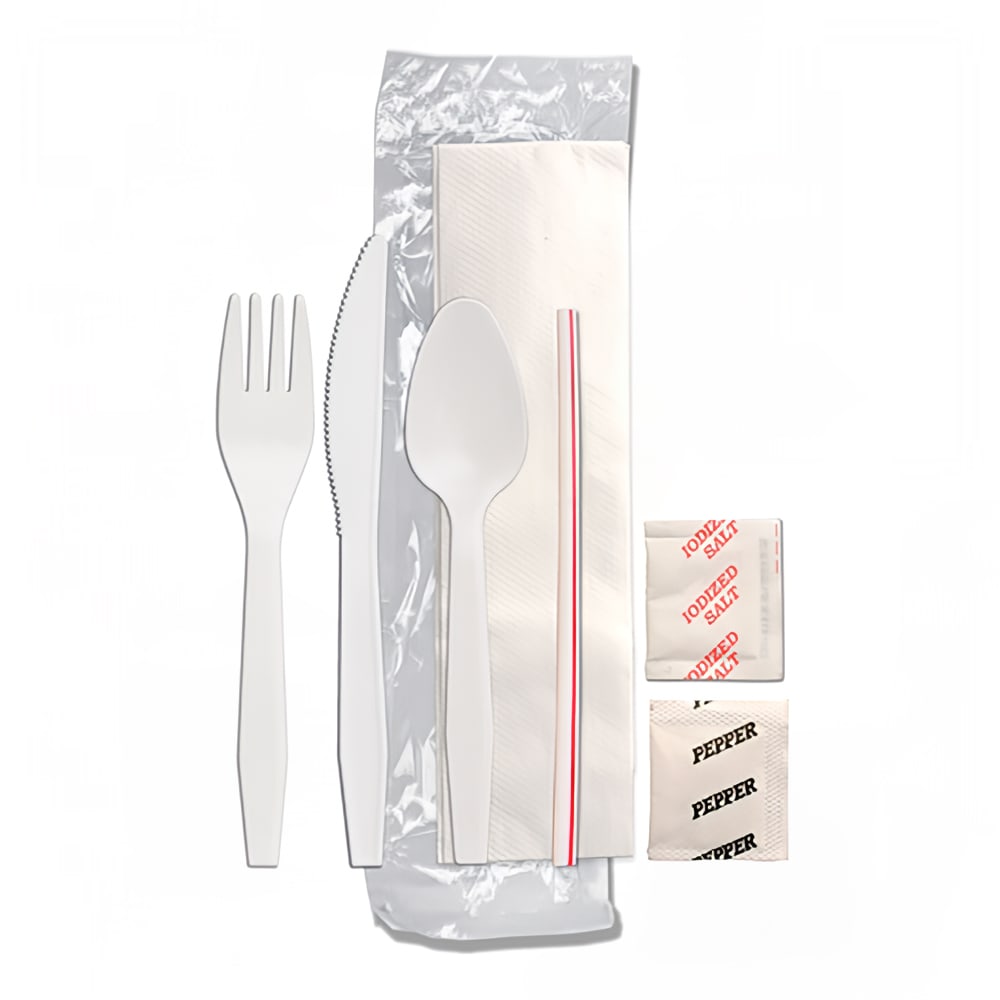 389-628253 Medium Weight Disposable Cutlery Set - Polypropylene, White