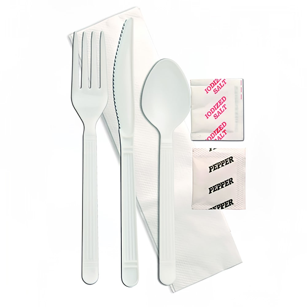 389-663496 Heavy Weight Disposable Cutlery Set - Polypropylene, White