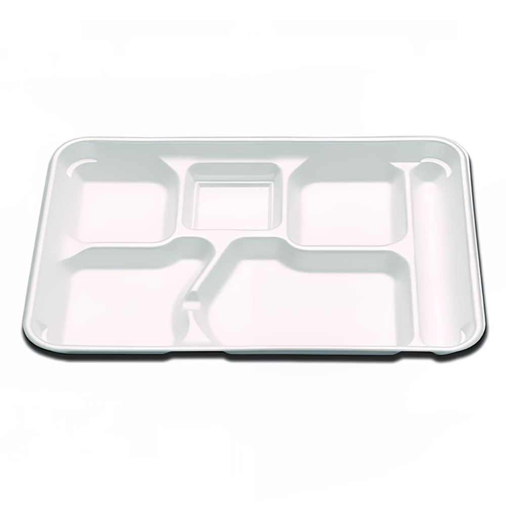 389-652276 Rectangular Foam Cafeteria Tray w/ (6) Compartments - 11 4/5" x 8 3/10"