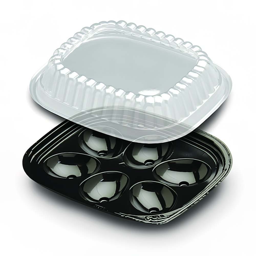 389-664001 Egg Display Tray w/ Lid - PET, Black