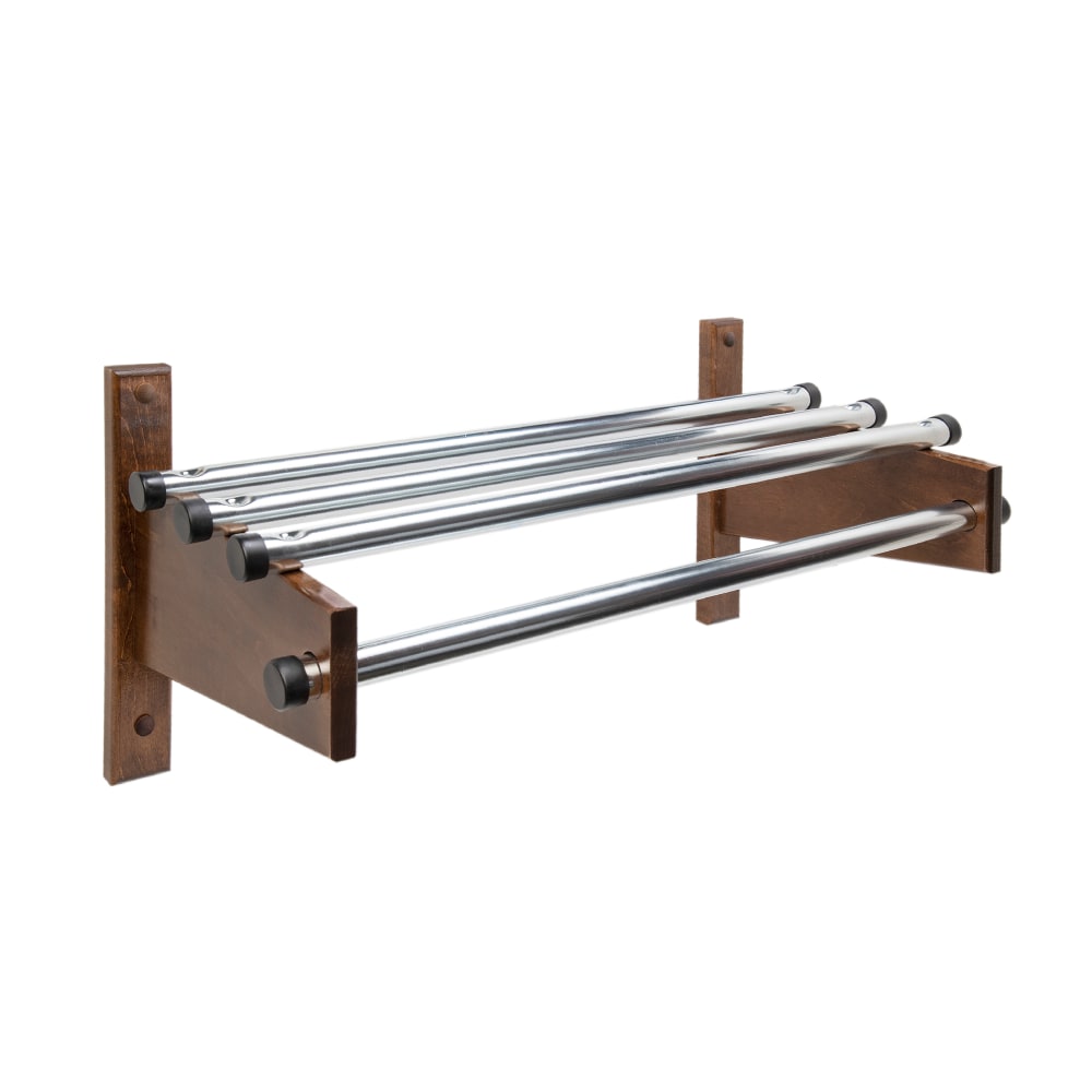 202-TDE36D 36" Wall Mount Coat Rack w/ 1" Zinc Plated Rod & Dark Oak Hardwood Brack...