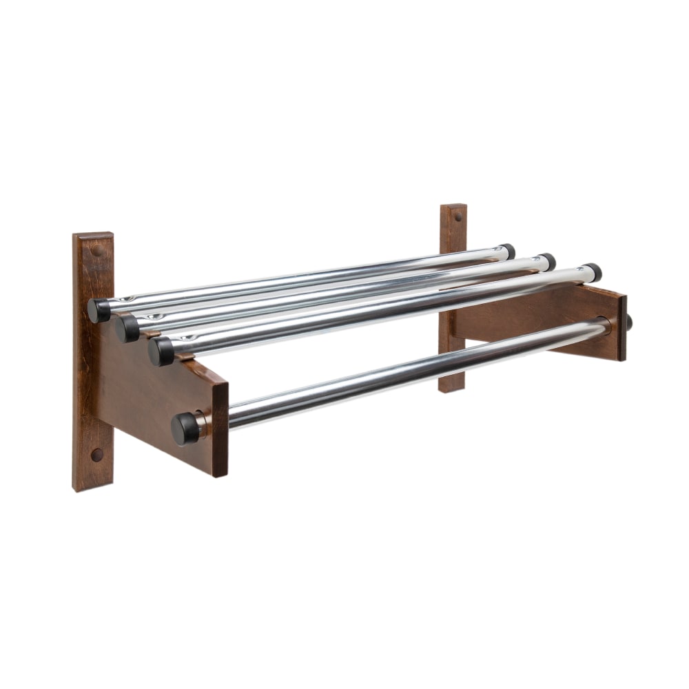 202-TDE30D 32" Wall Mount Coat Rack w/ 1" Zinc Plated Rod & Dark Oak Hardwood Brack...