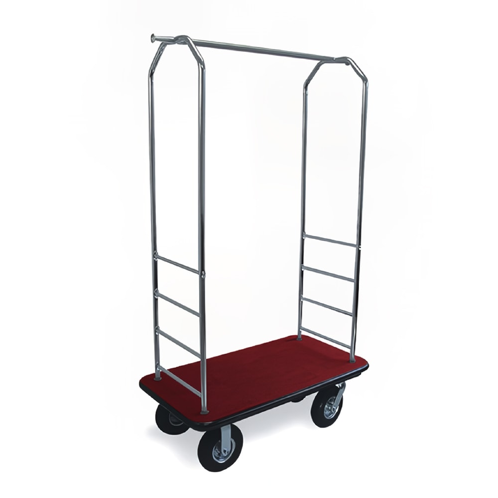 202-2000GY040RED Luggage Cart w/ Carpeted Deck - 43"L x 23"W x 72 1/2"H, Chrome