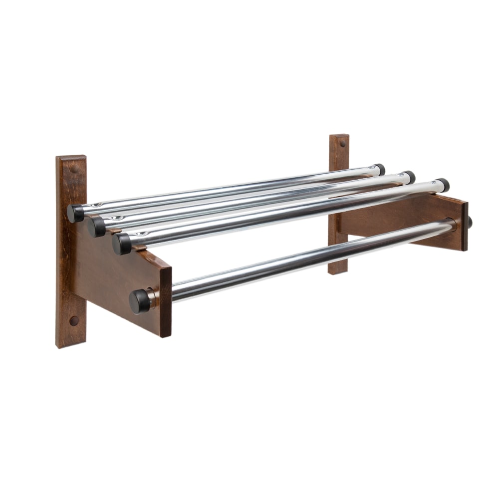 202-TDE24D 24" Wall Mount Coat Rack w/ 1" Zinc Plated Rod & Dark Oak Hardwood Brack...
