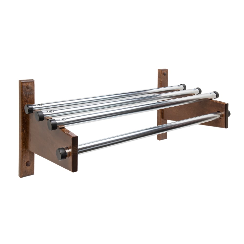 202-TDE48D 48" Wall Mount Coat Rack w/ 1" Zinc Plated Rod & Dark Oak Hardwood Brack...