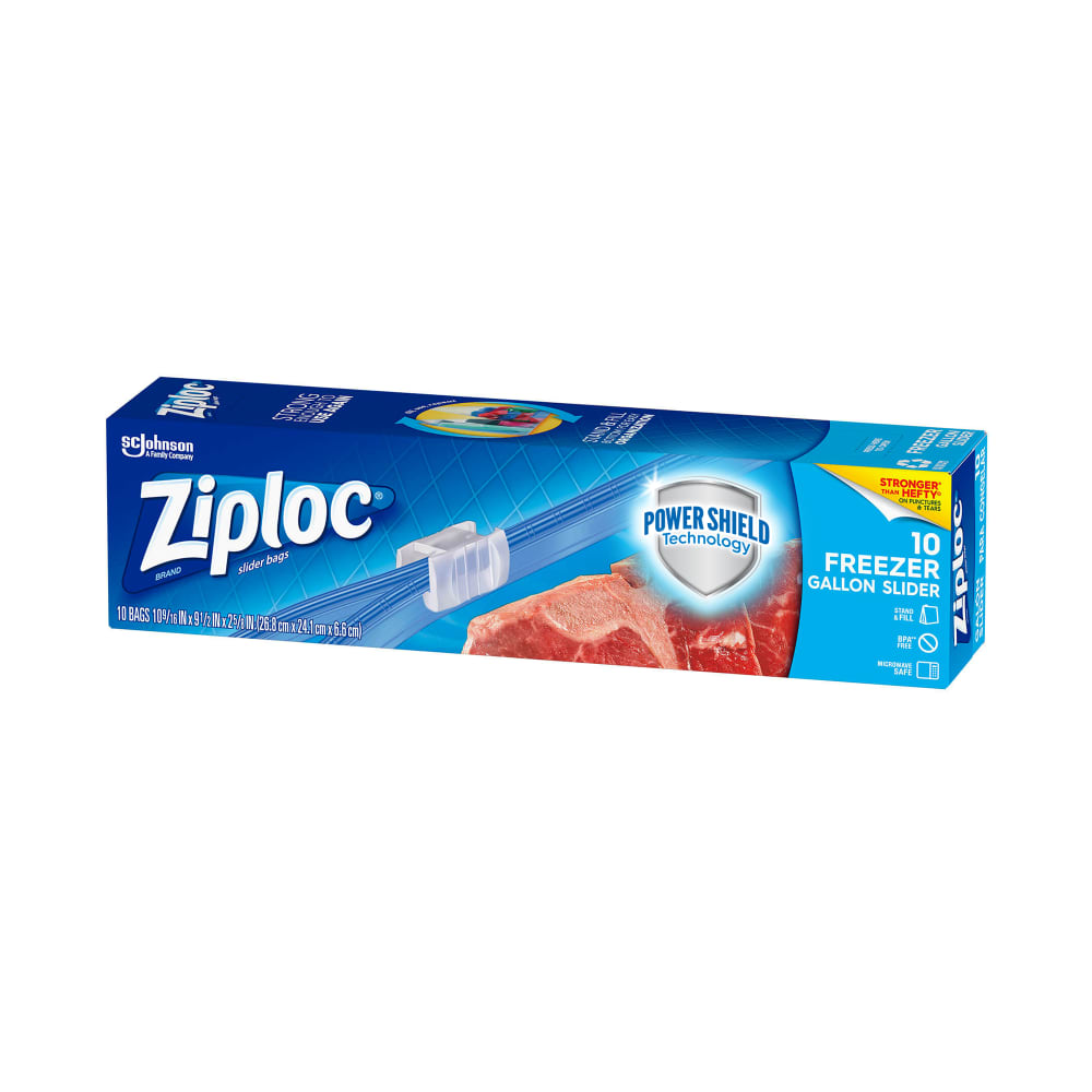 SC Johnson 02313 Ziploc Slide Seal Top Freezer Bag - 10 9/16"L x 9 1/2"W, Clear