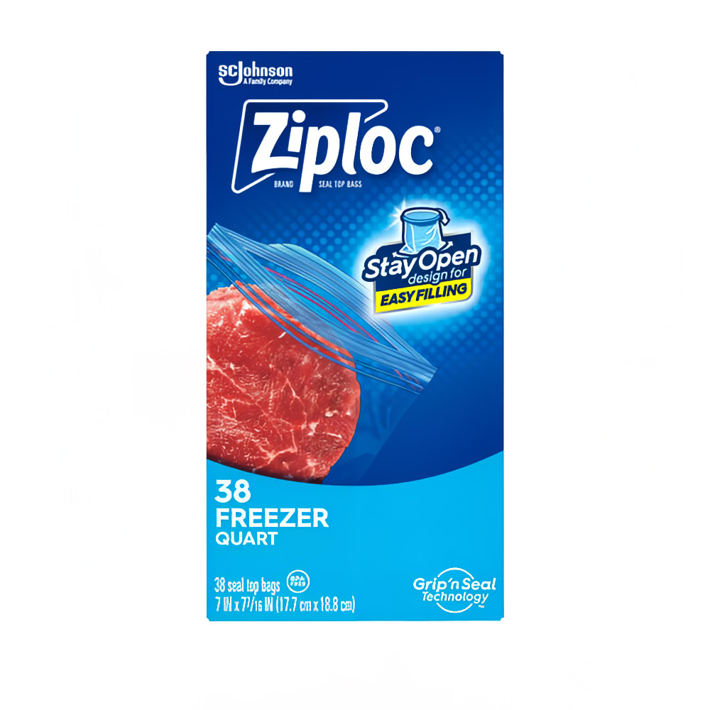 SC Johnson 00381 Ziploc Zipper Seal Top Freezer Bag - 10 9/16"L x 10 3/4"W, Clear