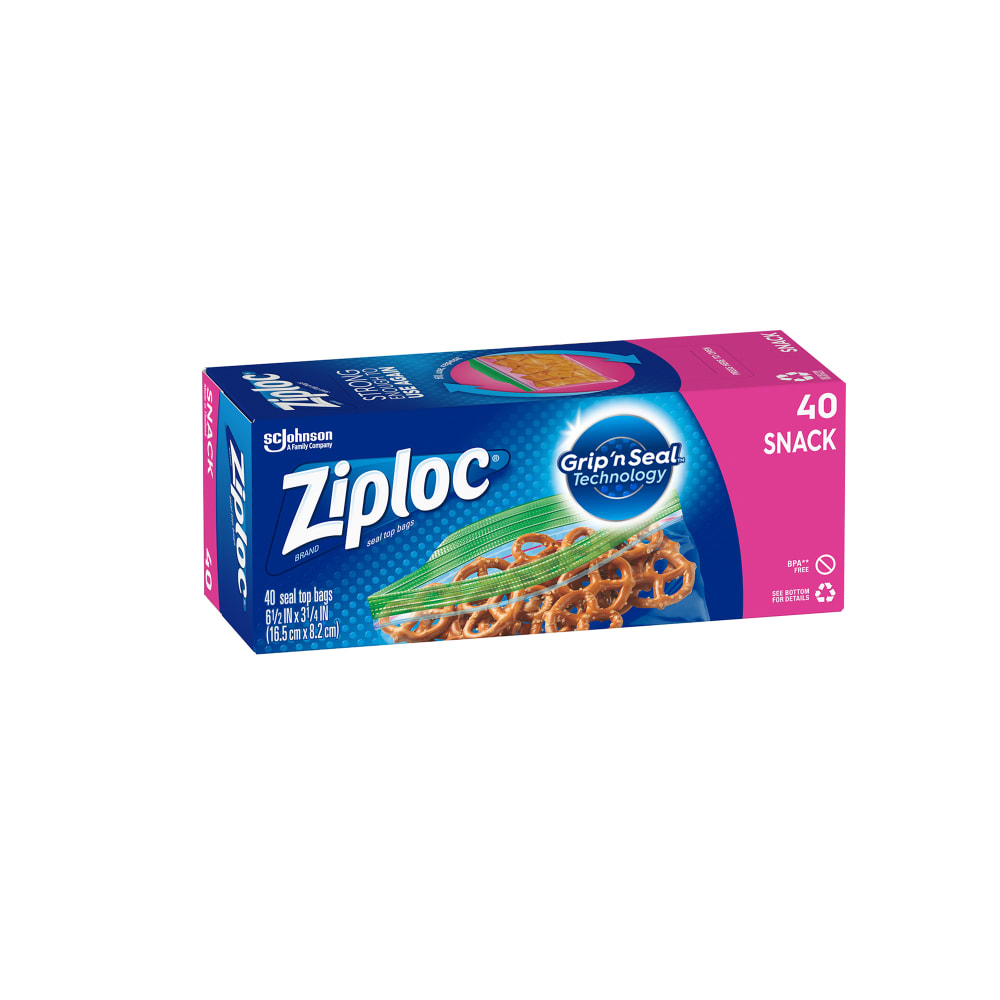 SC Johnson 71144 Ziploc Zipper Seal Top Snack Bag - 6 1/2"L x 3 1/4"W, Clear