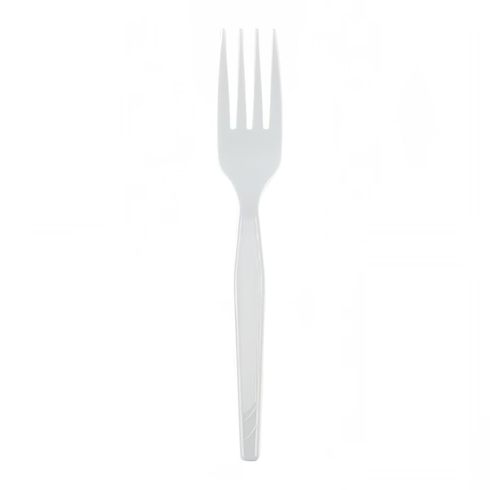326-523044 6 1/8" Medium Weight Disposable Fork - Polystyrene, White