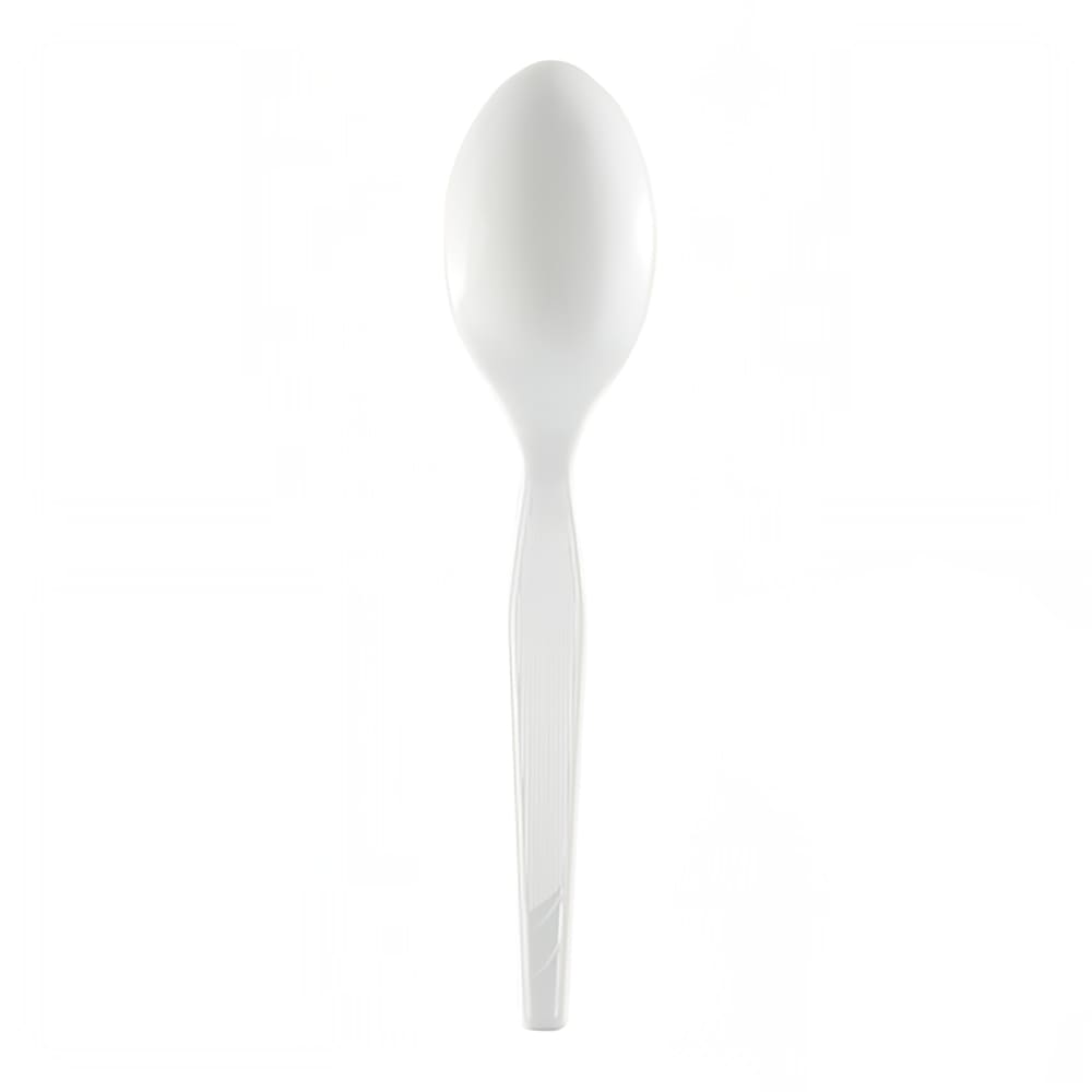 326-523078 5 5/8" Medium Weight Disposable Teaspoon - Polystyrene, White