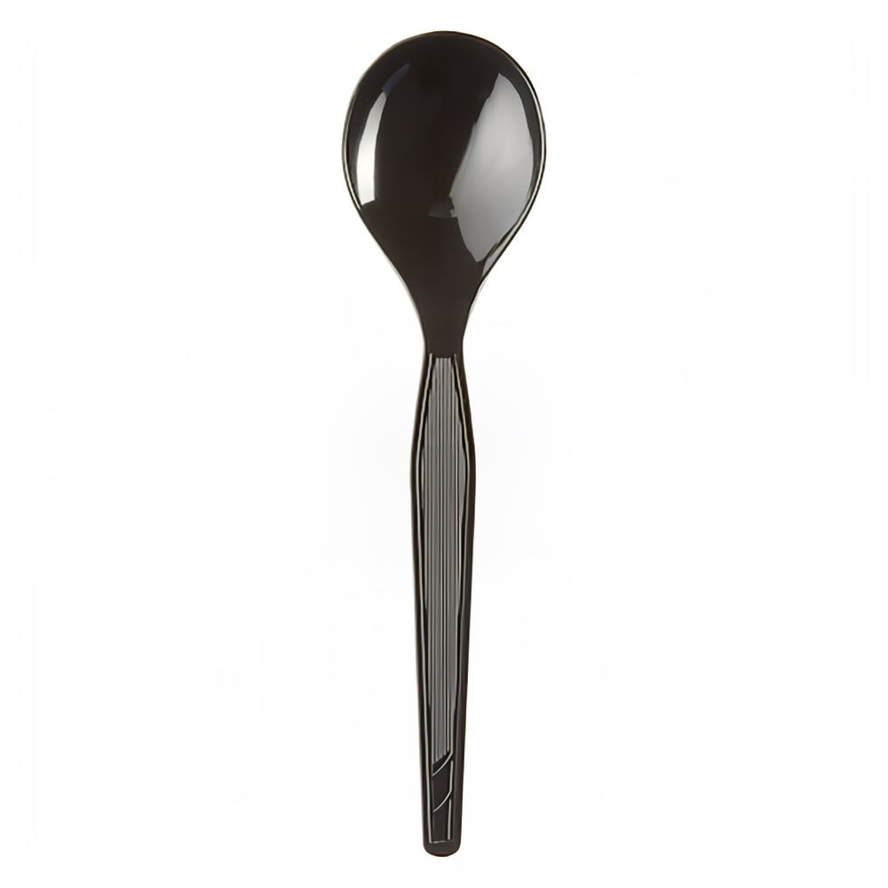 326-523086 5 3/4" Heavy Weight Disposable Soup Spoon - Polystyrene, Black