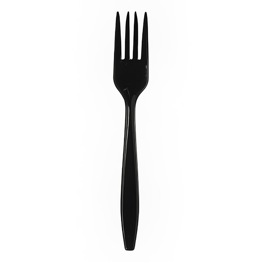 326-525357 6 7/8" Heavy Weight Disposable Fork - Polypropylene, Black