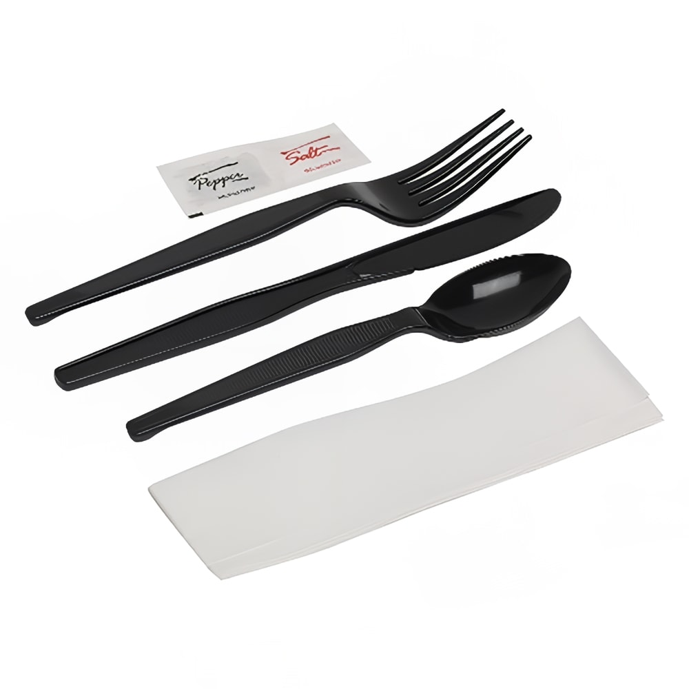 326-534429 Heavy Weight Disposable Cutlery Set - Polystyrene, Black