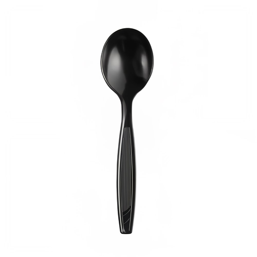 326-540616 5 3/4" Heavy Weight Disposable Soup Spoon - Polystyrene, Black