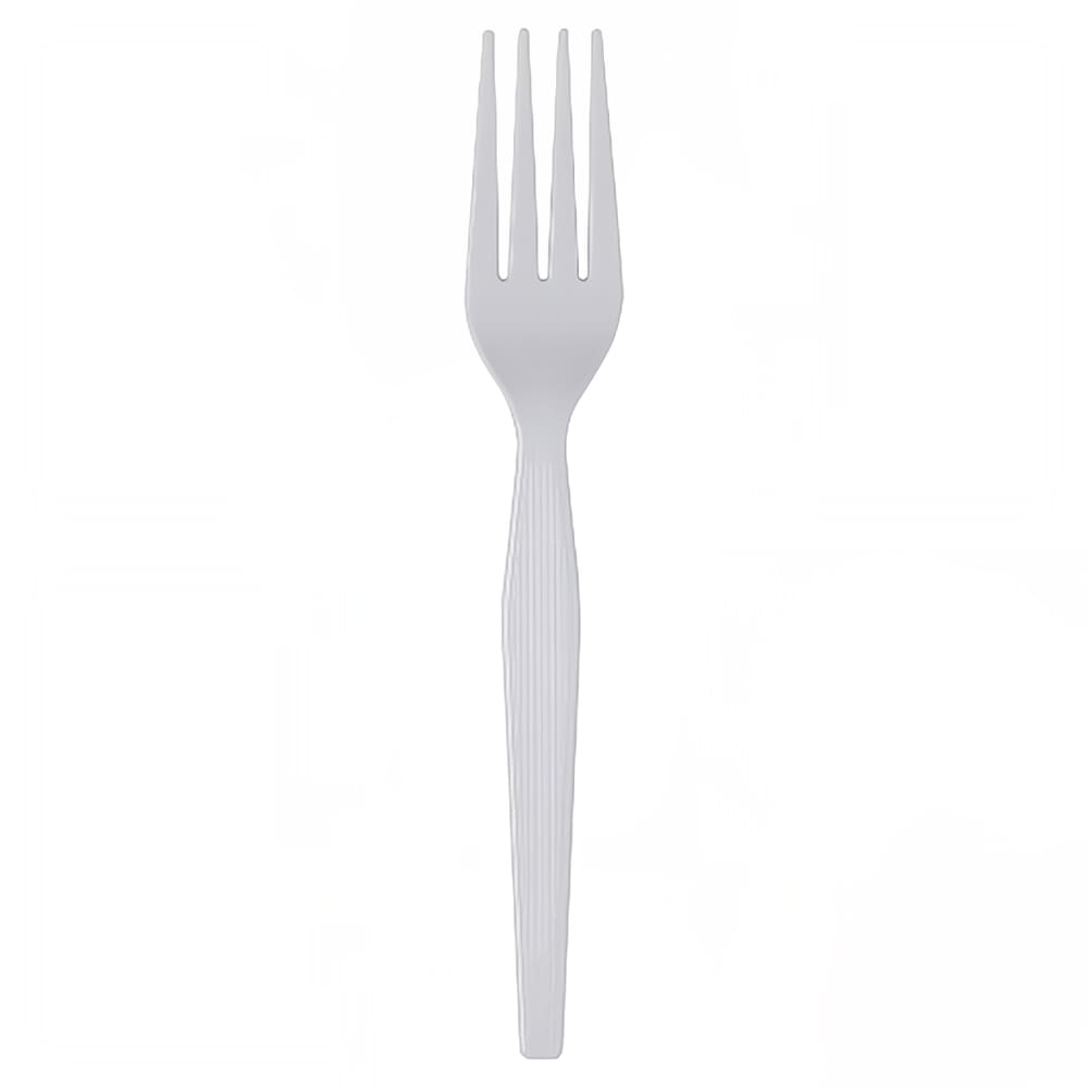 326-540564 7 1/8" Heavy Weight Disposable Fork - Polystyrene, White