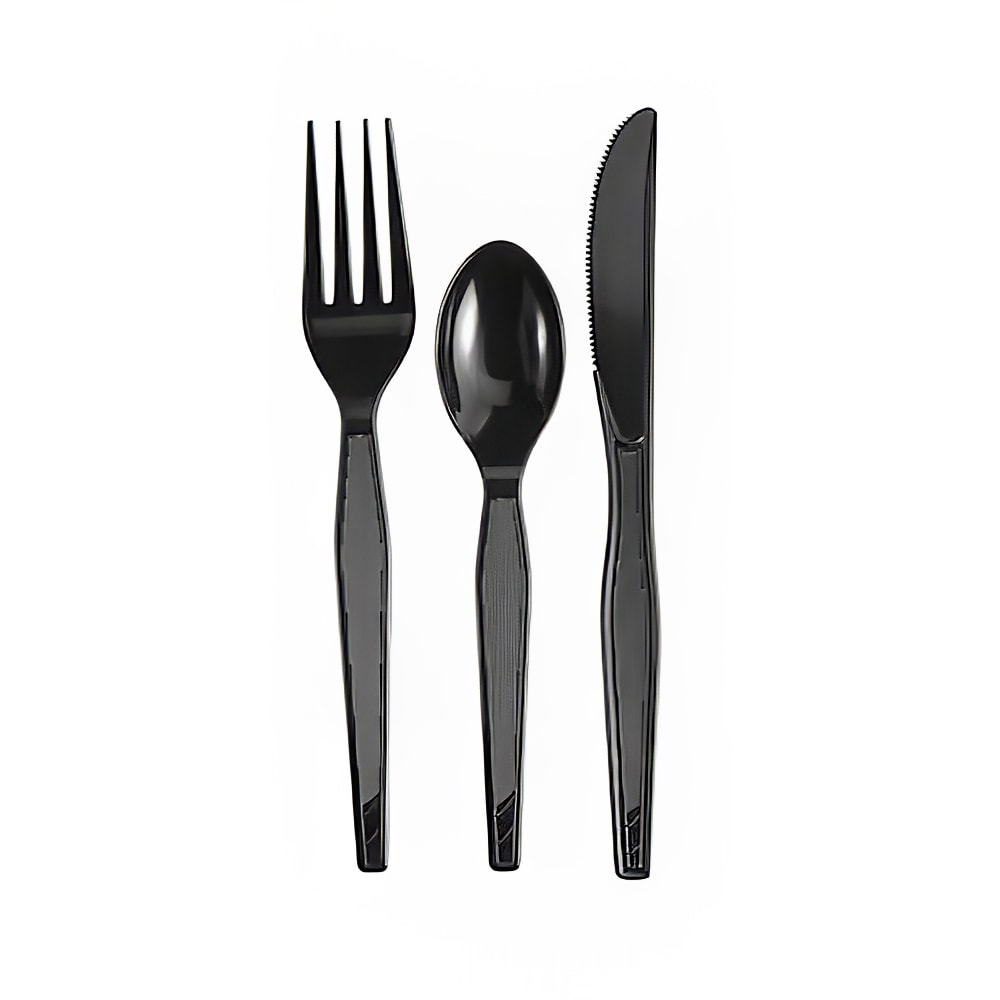 Dixie CH56C7 Heavy Weight Disposable Cutlery Set Polystyrene, Black