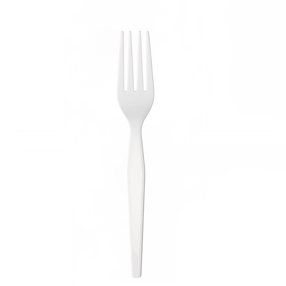 326-525444 7 1/8" Heavy Weight Disposable Fork - Polystyrene, White