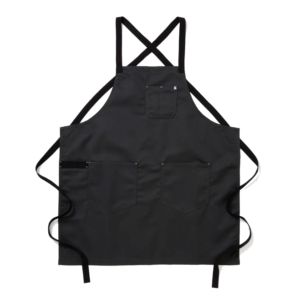 603-HB001229 Cross Back Bib Apron - 33" x 30", Cotton, Char Grey