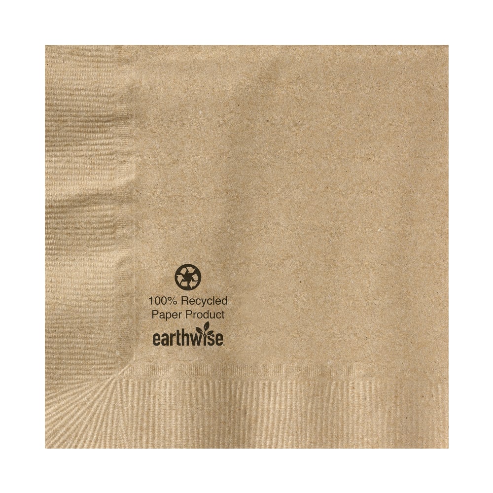 363-609037 Earthwise® 1/4 Fold Beverage Napkins - 2 ply, Brown