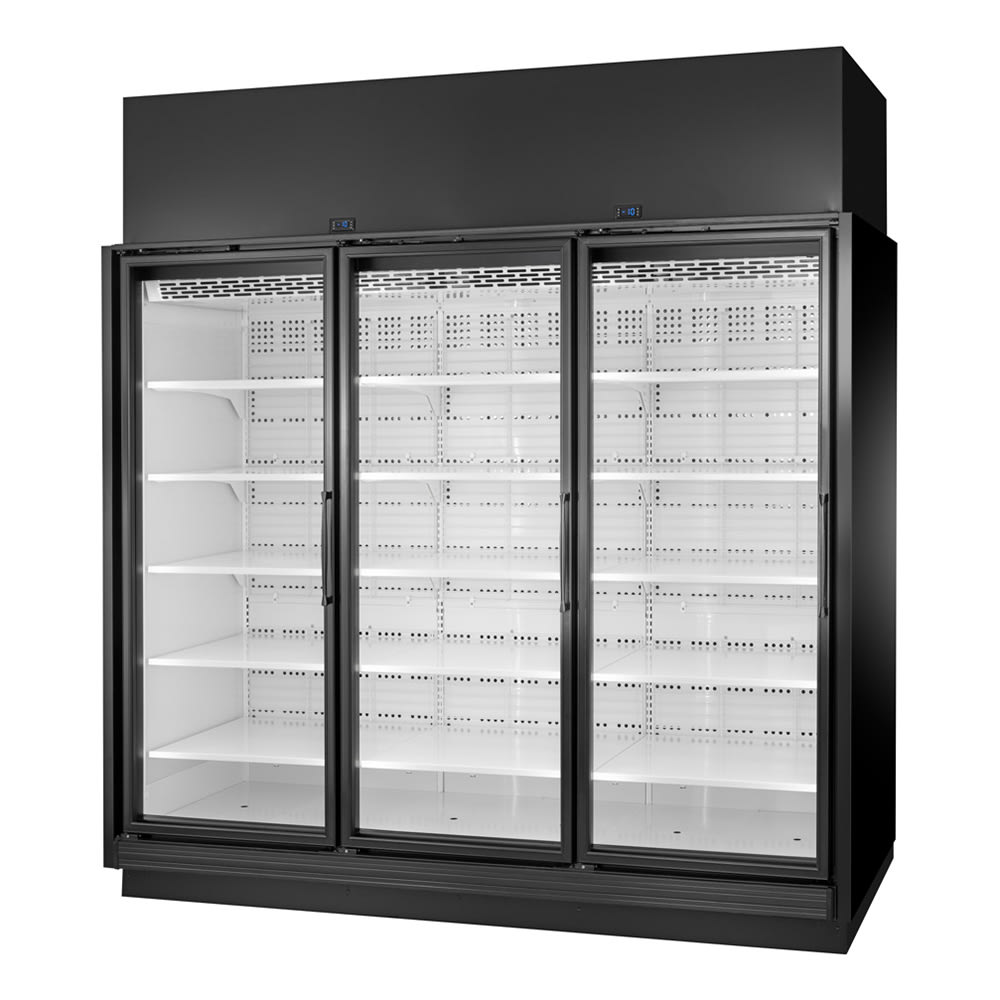 598-TRM3LBW1BLLLNN4 98" Three Section Supermarket Glass Door Merchandiser, (3) Left Hinge Do...