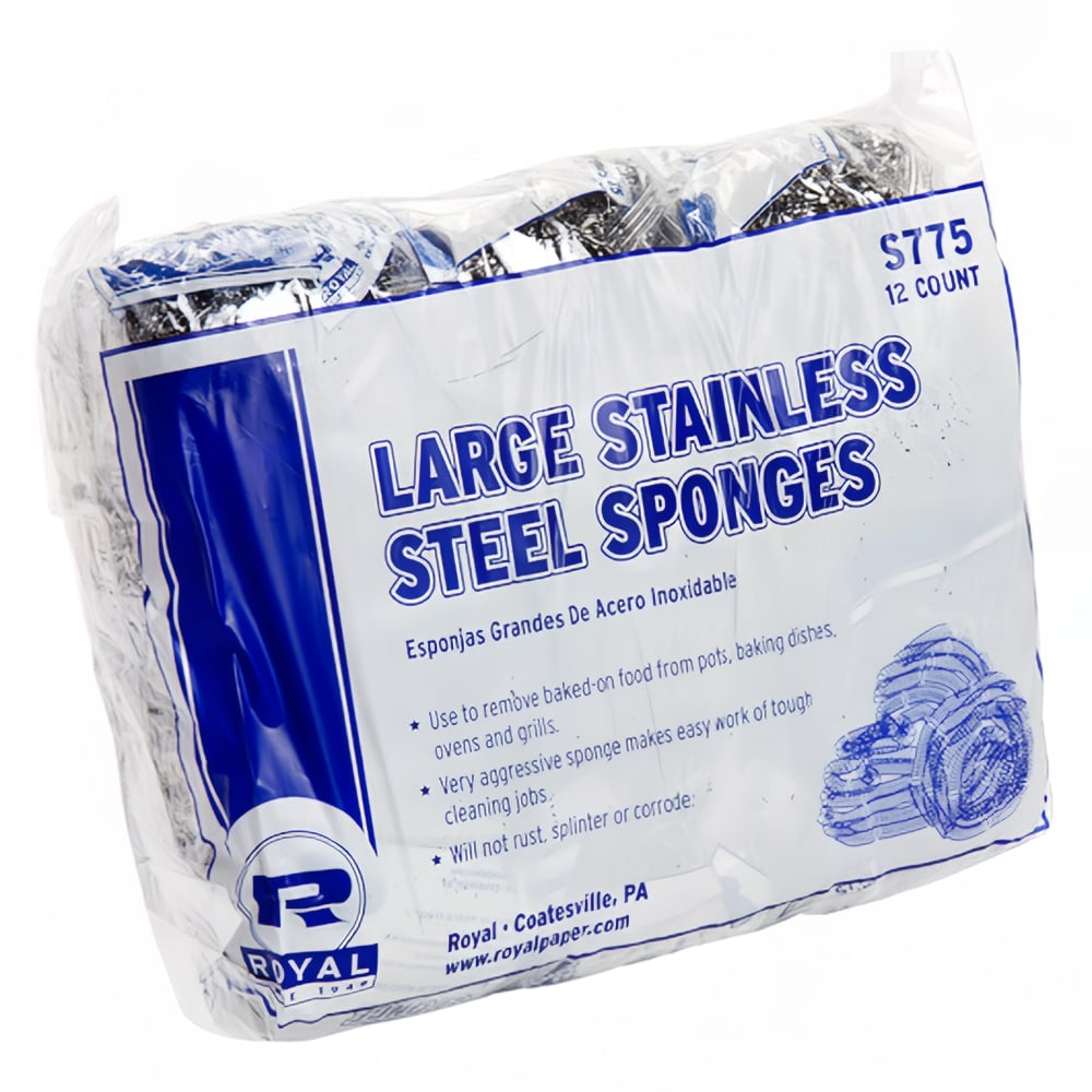 AmerCareRoyal Scouring Sponge, Stainless Steel (S775/6)