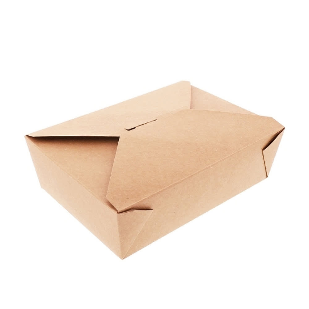 237-646870 Disposable #3 Takeout Box - 7 3/4" x 5 1/2", Kraft Paper, Brown