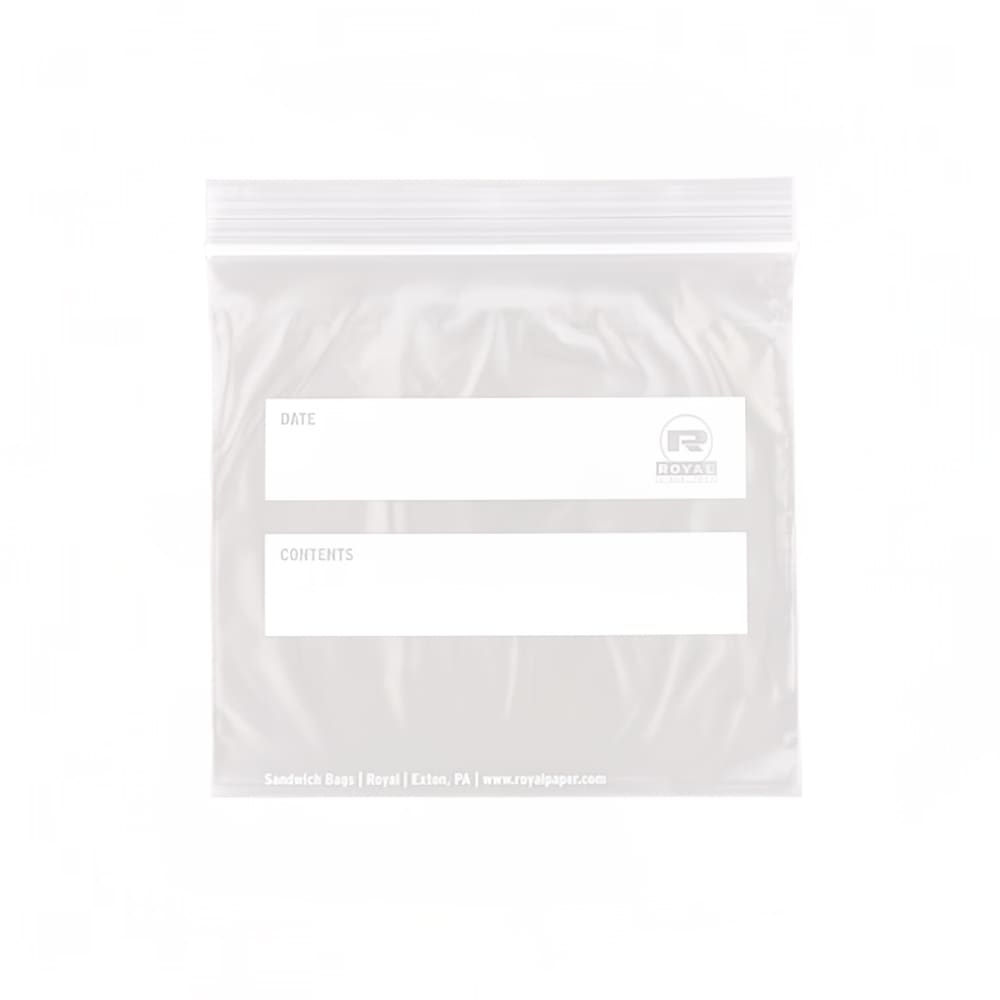 237-647412 Zipper Seal Top Sandwich Bag - 6 1/2" x 6", LDPE, Clear