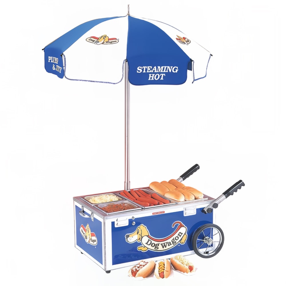 128-6550DW2 Mini Countertop Hot Dog Steamer Cart w/ Pan Configuration #2, 120v/1ph, Blue