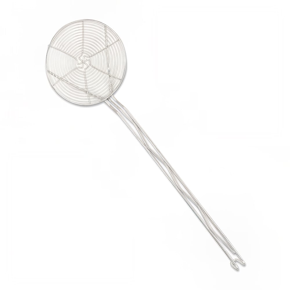 158-1308MS Skimmer, 8" Diameter, Long Hooked Handle, Spiral Wire, Full Tinned
