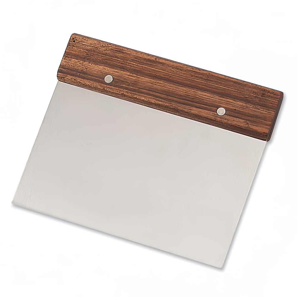 158-183 Dough Cutter/Scraper w/ Wood Handle - 7" x 5", Stainless Steel