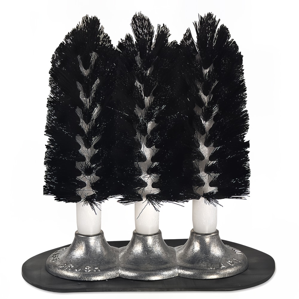 158-6121N Triple Glass Brush, 8 1/2 in, Suction Base, Black Nylon Brushes
