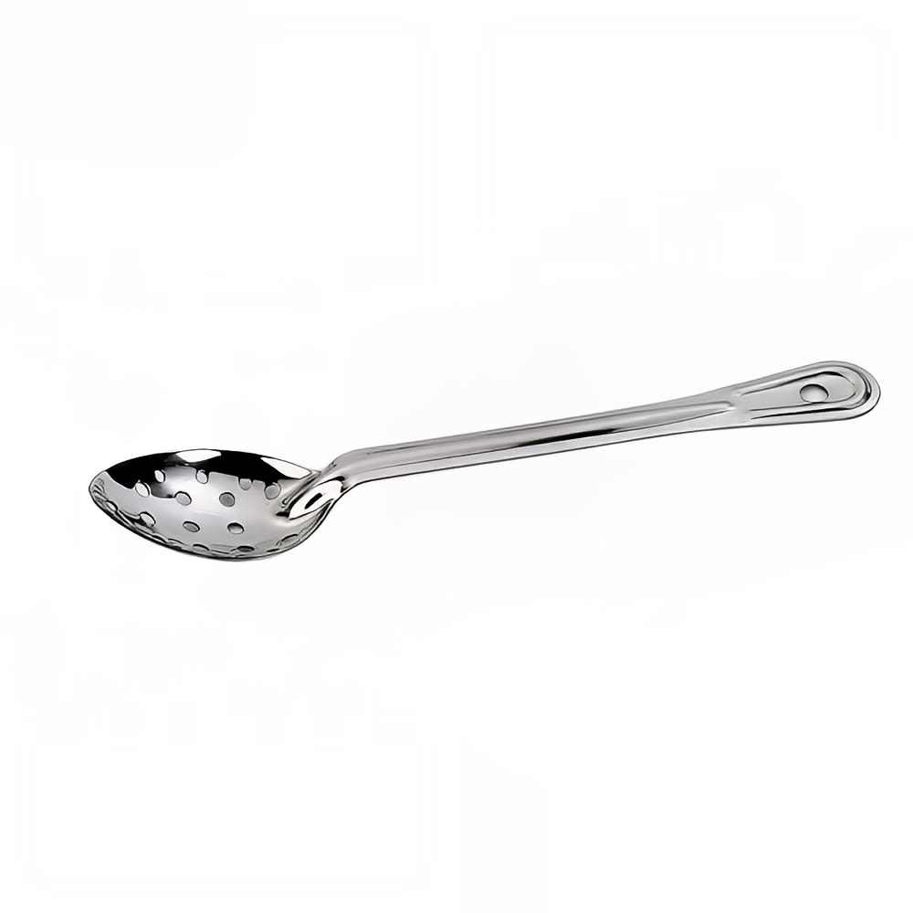158-2772 15" Perforated Heavy Stainless Serving Spoon w/ Mirror Finish