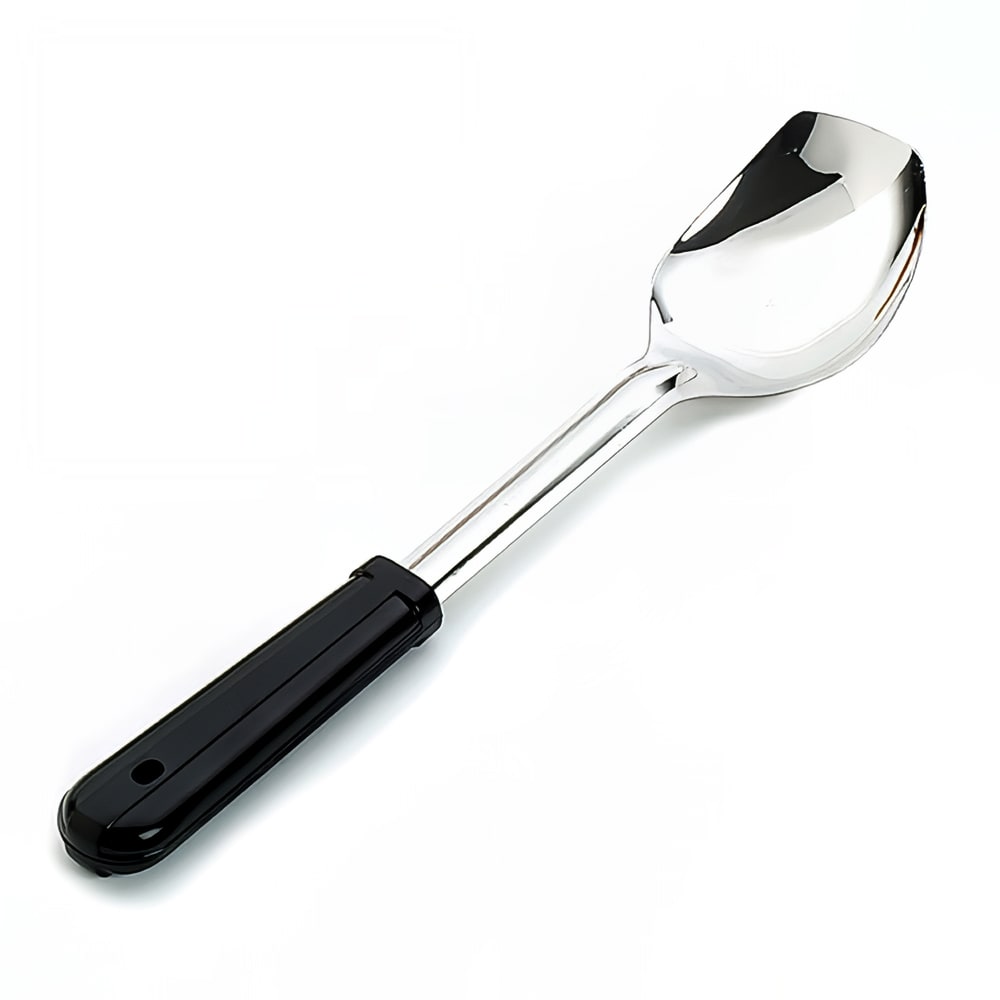 158-5761 3 Sided Serving Spoon, 13" w/ Black Plastic Rounded Handle