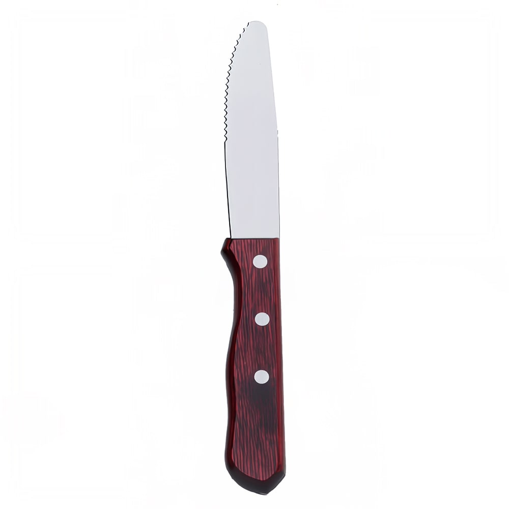 158-574340 10" Rounded Tip Jumbo Steak Knife, Stainless Steel,  Pakkawood Handle