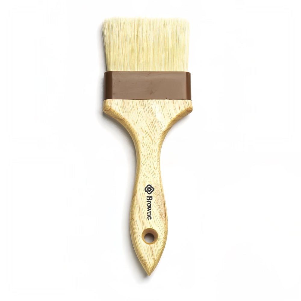 158-612003 3" Flat Pastry Brush, 100% Pure Boar Bristle